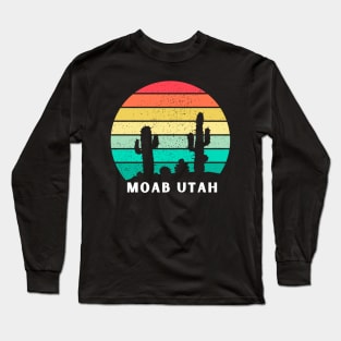 Moab Utah retro sunset Long Sleeve T-Shirt